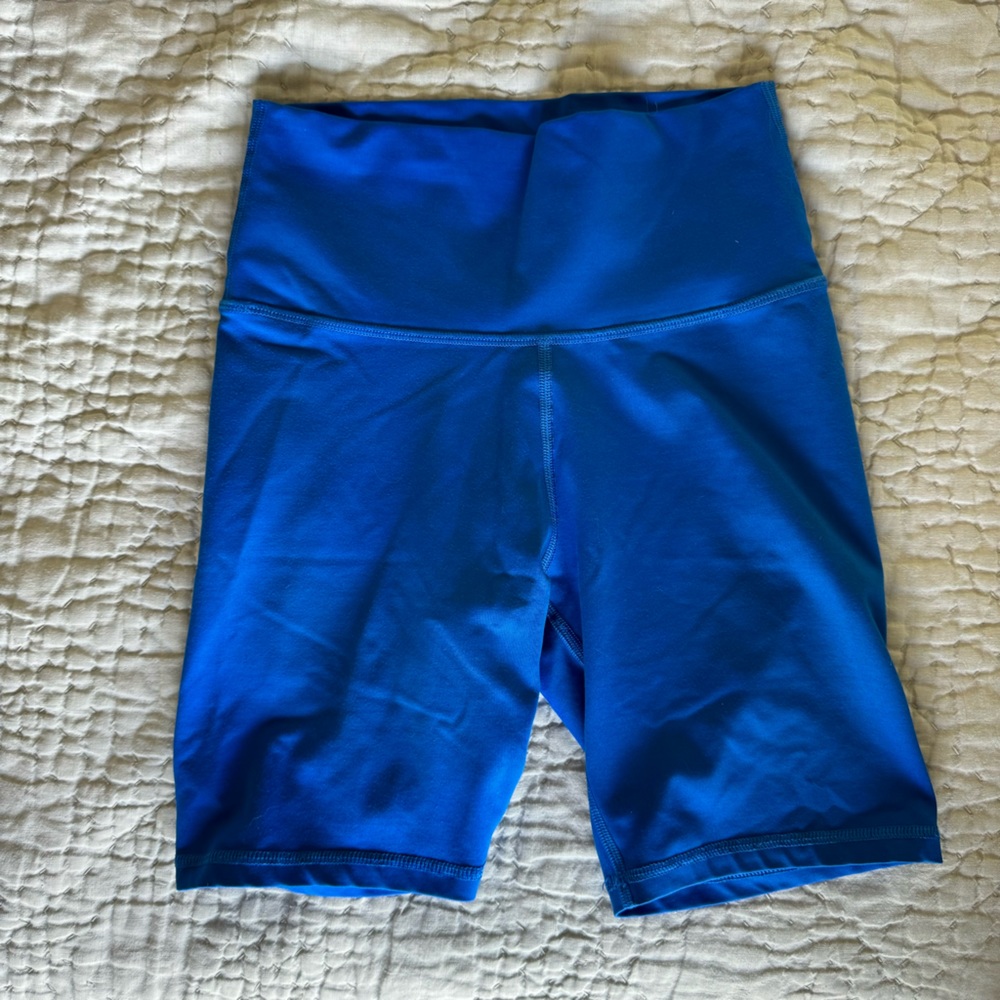 Aerie chill play move blue high rise bike shorts, small